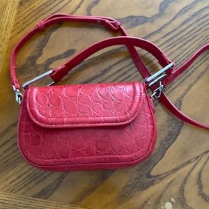 Red over the shoulder Zara purse with large buckles